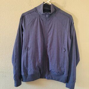 Athleta Brooklyn Bomber Jacket Leopard Medieval Violet Womenss Size Small Casual